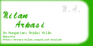 milan arpasi business card